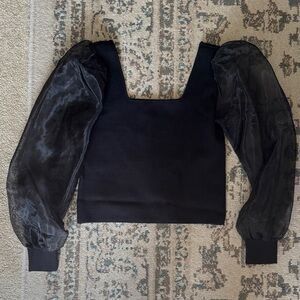 House of Harlow 1960 Black Puff Sleeve Blouse